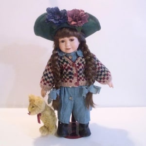 Boyd&#39;s Bears and Friends Karen Porcelain Doll with Teddy Bear