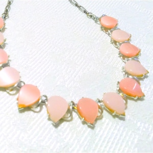 Vintage Mid Century Pink Thermoset Silver Tone Choker Necklace