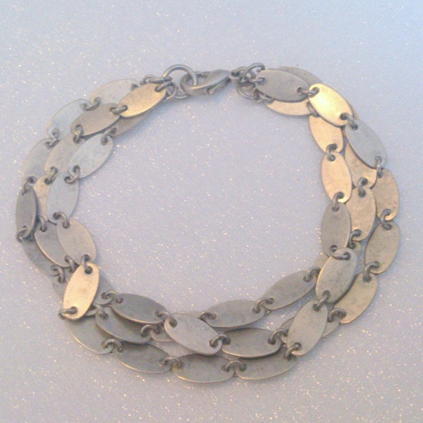 Vintage Silver Tone Disc Multi Chain Bracelet