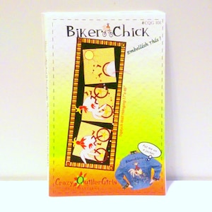 BIKER CHICK Applique Wall Quilt Pattern by Crazy Quilter Girls- Sized 17&quot; x 46&quot;