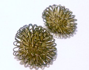 Vintage Silver Tone Loop Cluster Clip On Earrings