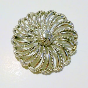 Vintage Mid Century silberfarbene Kreis Brosche Pin