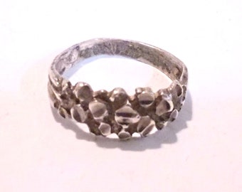 Vintage Sterling Silver Nugget Style Band Ring Size 5.5