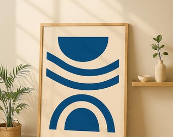 Blue Abstract Geometric Print | Scandinavian Minimalist Art (Digital Download)