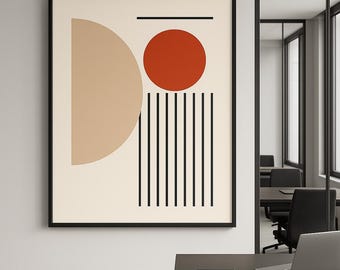 Nowoczesny geometryczny abstrakcyjny wydruk ścienny | Minimalistyczny wystrój z połowy XX wieku | Plakat „Neutralne kształty”