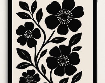 Modern Floral Print, Botanical Art Illustration, Scandinavian Home Décor