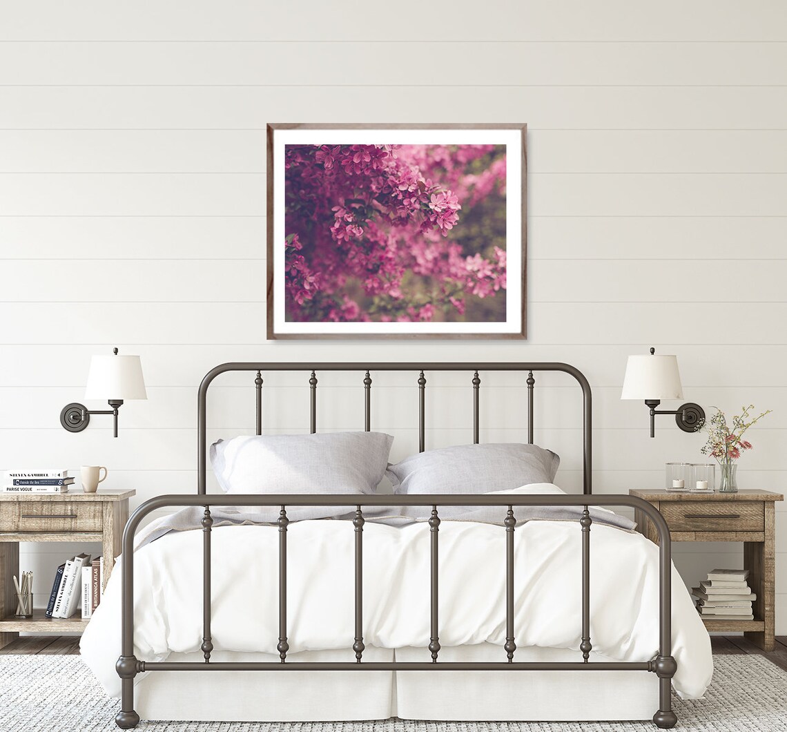Pink Flower Photography flower wall art pink bedroom wall | Etsy