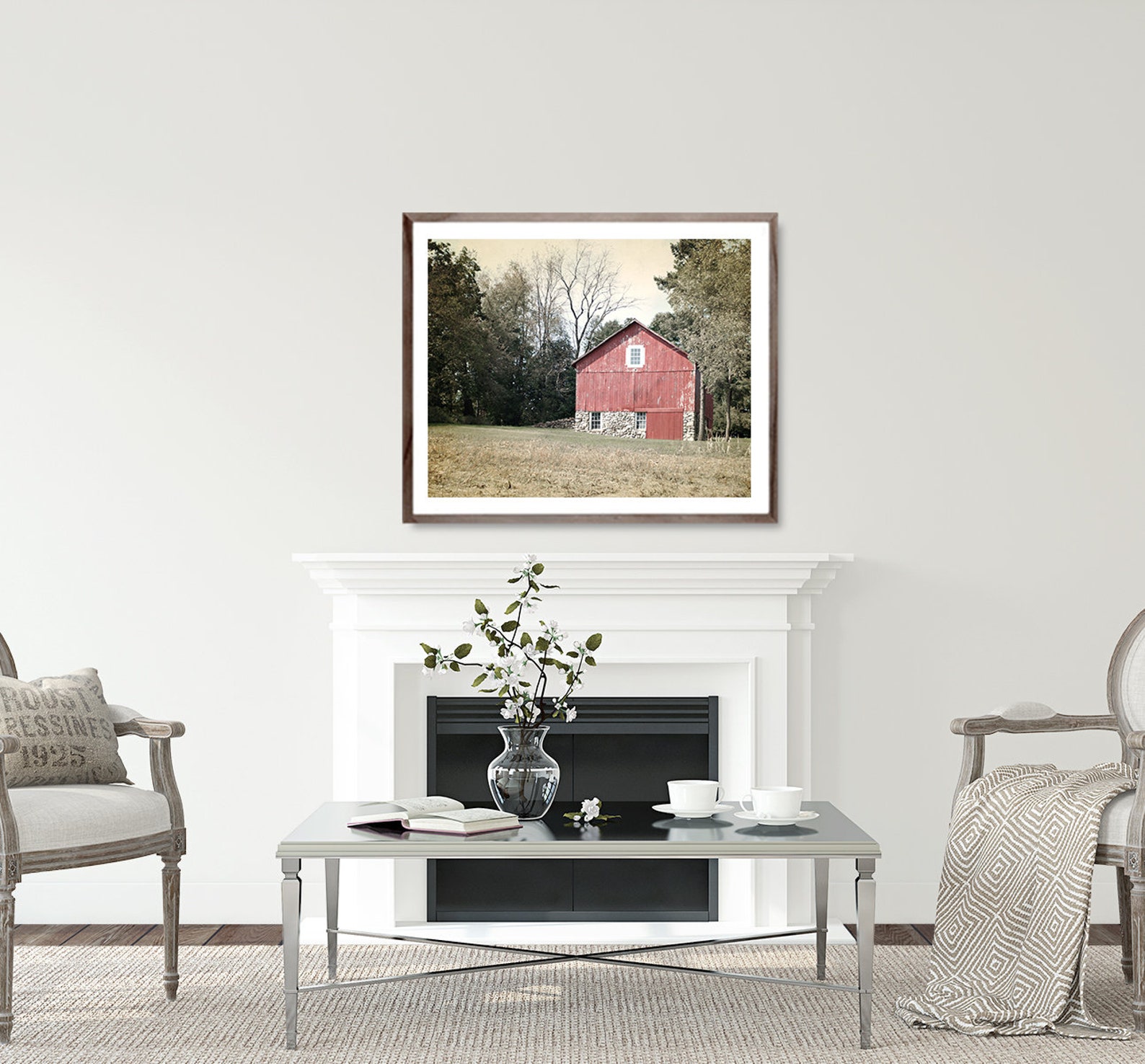 Red Barn picture rustic wall decor rustic barn print | Etsy