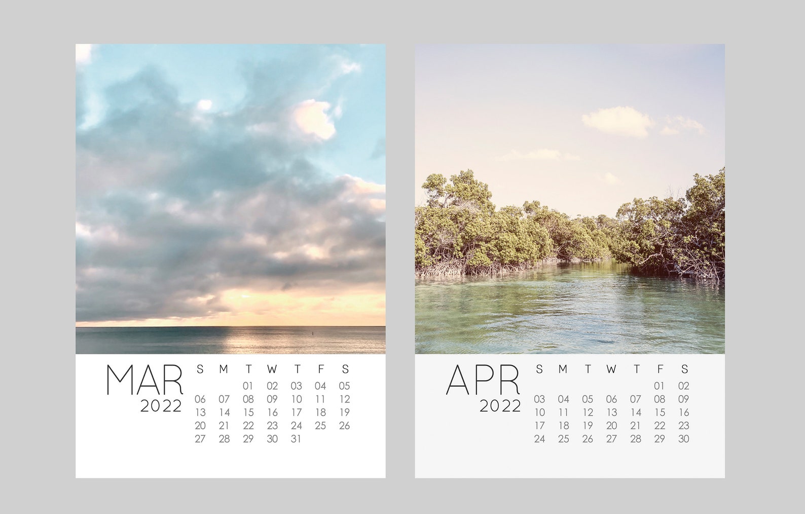 2022 Desk Beach Calendar 5x7 Beach Photography Art Calendar Etsy
