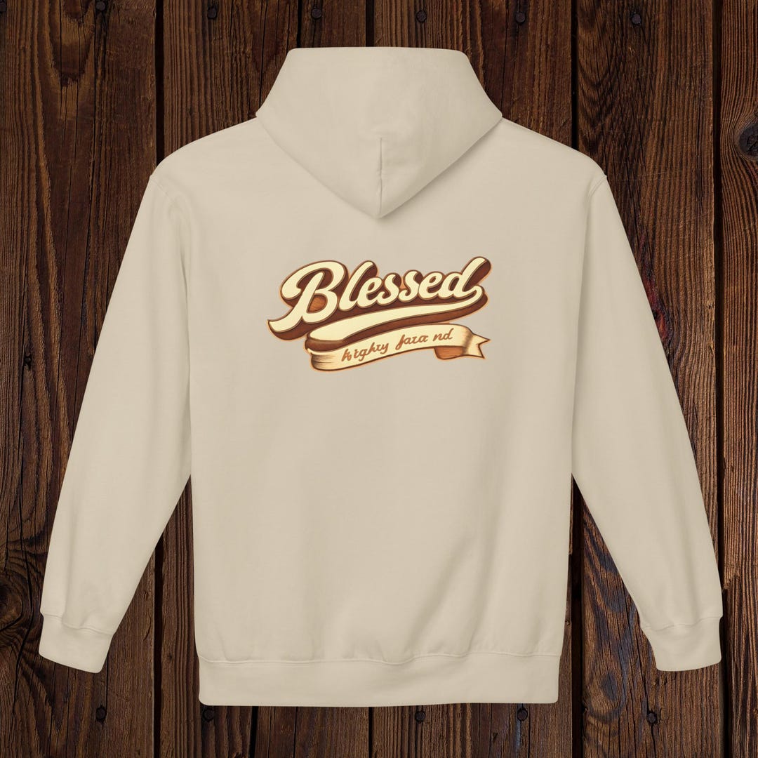 Very Blessed Script Blessed Script Banner Hoodie | Vintage Retro Typography Sweatshirt ...