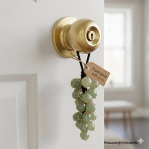 Handmade Green Aventurine Crystal Grape Hanger, Door Knob Charm for Luck, Prosperity