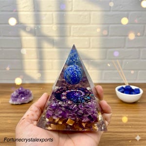 Orgonietpiramide-amethist, lapis-energiebescherming, chakra balancerend spiritueel cadeau