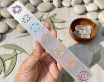 Bacchetta di ricarica in selenite intagliata a mano, disco di purificazione energetica dei 7 chakra