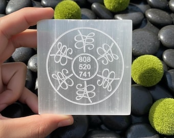 Selenit Laddningsplatta – Helig Geometri Kristallrutabräda för laddningskristaller, Raiki Healing, Energirening, Meditation Altardekor