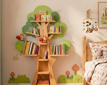 Tree Bookshelf for Kids | Woodland Nursery Book Storage, Montessori Furniture