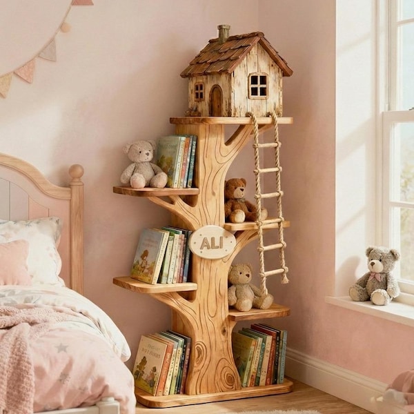 Estantería de árbol para niños / Estantería Montessori con opción de nombre