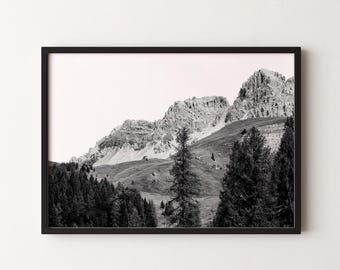 Dolomites Print: Black and White Mountain Photography (Digital Download)