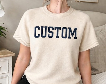 Personalized Knit Text Cozy Pullover Crewneck Sweater, CUSTOM Sweatshirt, CUSTOM Sweater, Soft Jacquard Sweaters, Gift for Him, Gift for Her