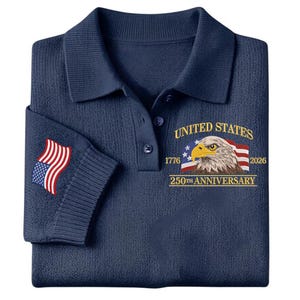 Custom Embroidered USA Shirt polo, America 1776-2026, 250 Years Crewneck bild 6