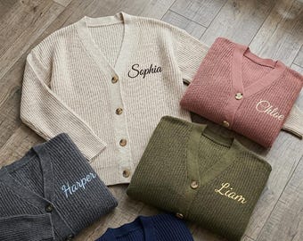 Personalized Embroidered Cardigan for Women, Custom Name Button Knit Sweater, Monogram Cardigan Gift for Her, Birthday Anniversary Gift