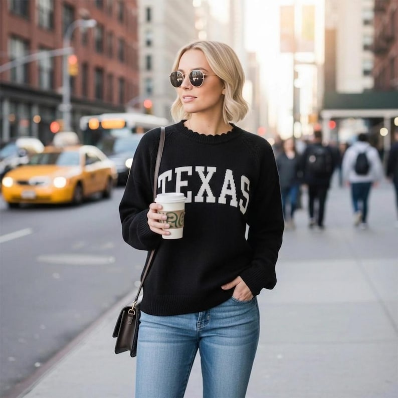 Personalized Knit Text Cozy Pullover Crewneck Sweater, CUSTOM Sweatshirt, CUSTOM Sweater, Soft Jacquard Sweaters, Gift for Him, Gift for Her bild 4