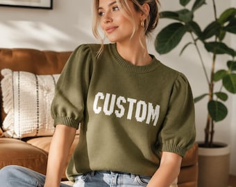 Custom Knit Sweater for Women, Personalized Sweater Design Your Own, Customize Sweatshirt, Soft Jacquard Knit Sweaters for Mom Mama Grandma