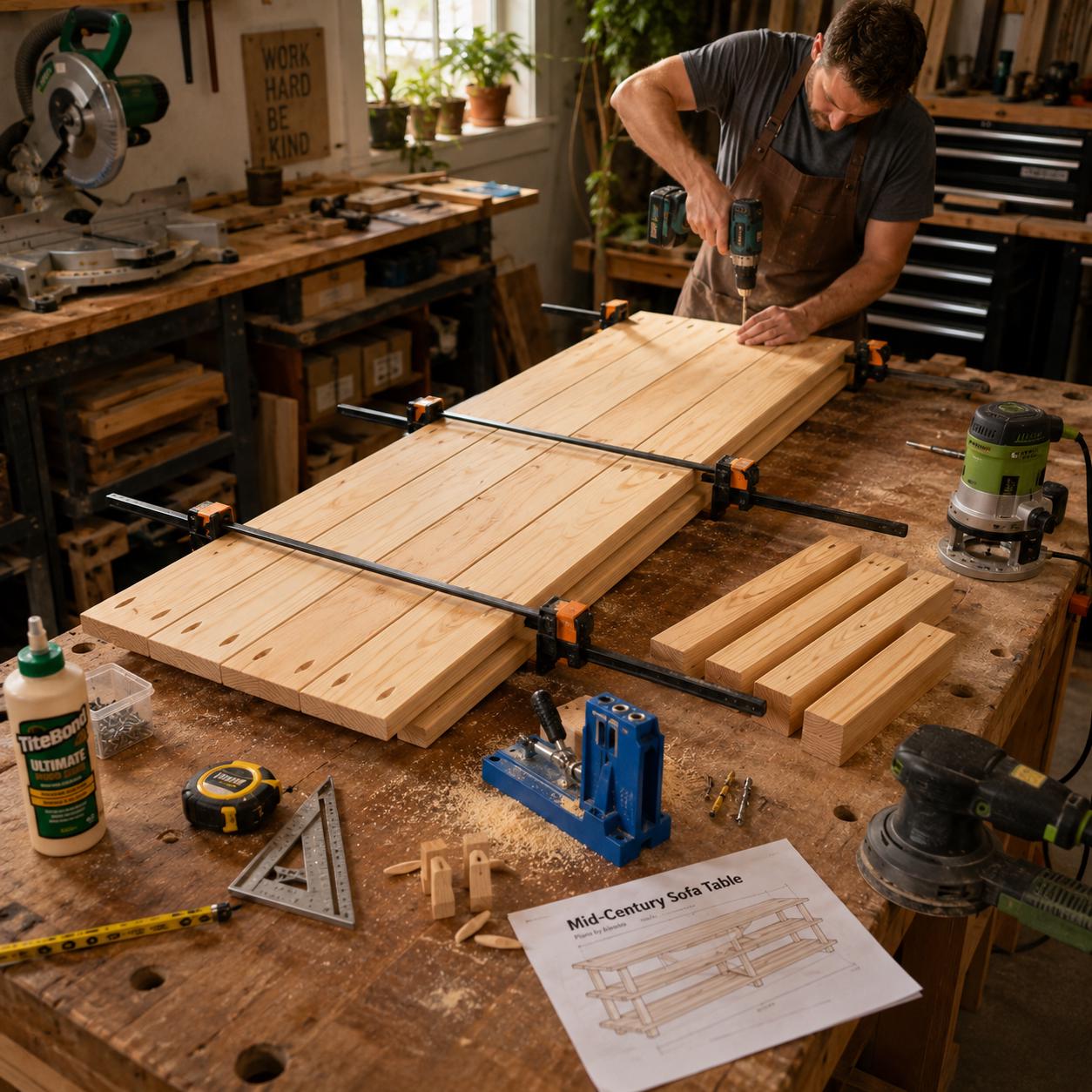 Modern Console Table Woodworking Plans PDF, DIY Sofa Table Plans ...