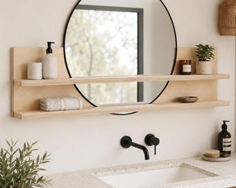 Modern Bathroom Mirror Shelf Plans, DIY Mirror Shelf PDF, Bathroom Storage Shelf Woodworking Plans, Round Mirror Shelf Digital Download