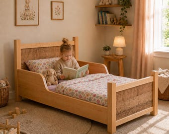 Rustic Kids Toddler Bed Woodworking Plans PDF, DIY Toddler Bed Plans, Montessori Floor Bed Build Plans, Wooden Kids Bed Digital Download