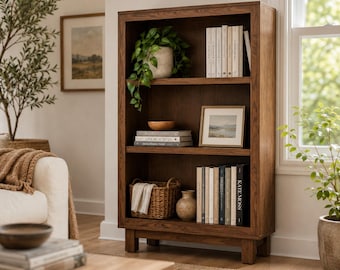 DIY Bookshelf Woodworking Plans PDF, Modern Wooden Bookcase Plans, Adjustable Shelf Bookcase, Mid Century Storage Shelf, DIY Furniture Plans