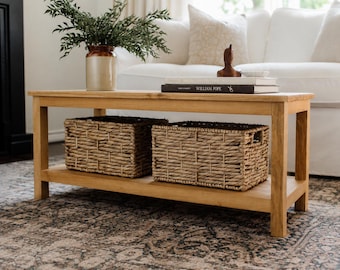 DIY Wooden Coffee Table Woodworking Plans PDF, Farmhouse Coffee Table Plans, Rustic Living Room Table Build Plans, Wooden Storage Shelf PDF