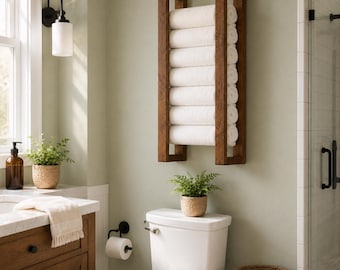 Modern Wooden Towel Rack Woodworking Plans PDF, DIY Bathroom Towel Storage Plans, Wall Mounted Towel Holder Build Plans, Digital Download