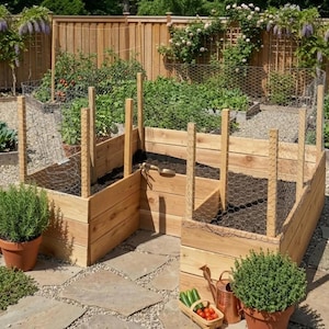 U-Shaped Raised Garden Bed Plans DIY Enclosed Vegetable Planter Box Woodworking PDF Digital Download Custom Pest Proof Yard Bed