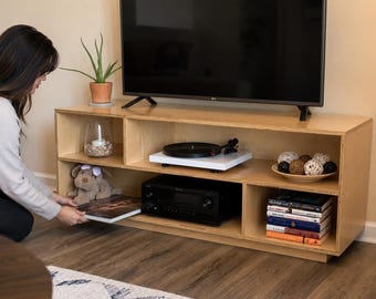 Modern Plywood TV Stand Plans, DIY Media Console PDF, Entertainment Center Woodworking Plans, Minimalist tv Cabinet Digital Download