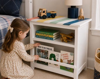Kids Bedside Bookshelf Woodworking Plans PDF, DIY Nightstand Bookshelf Plans, Children’s Book Storage Table Build Plans, Digital Download