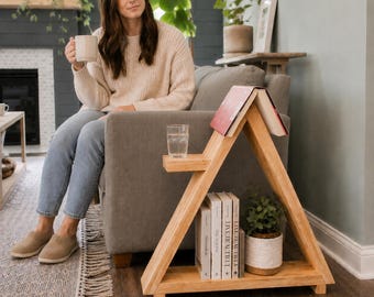 Triangular Side Table Woodworking Plans PDF, DIY Side Table Plans, Modern A Frame End Table Build Plans, Wooden Accent Table Digital Plan