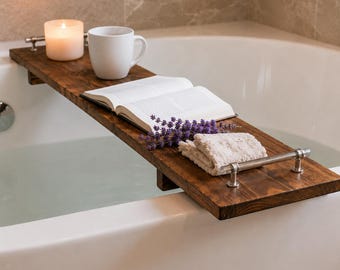 Rustic Bathtub Tray Woodworking Plans PDF, DIY Bath Caddy Plans, Wooden Bathtub Tray Build Plans, Spa Bath Tray Digital Download