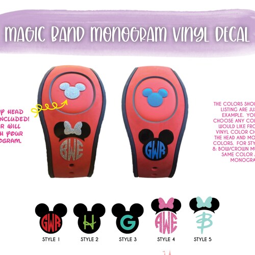 Magic Band Decal Mickey/minnie Monogram Etsy
