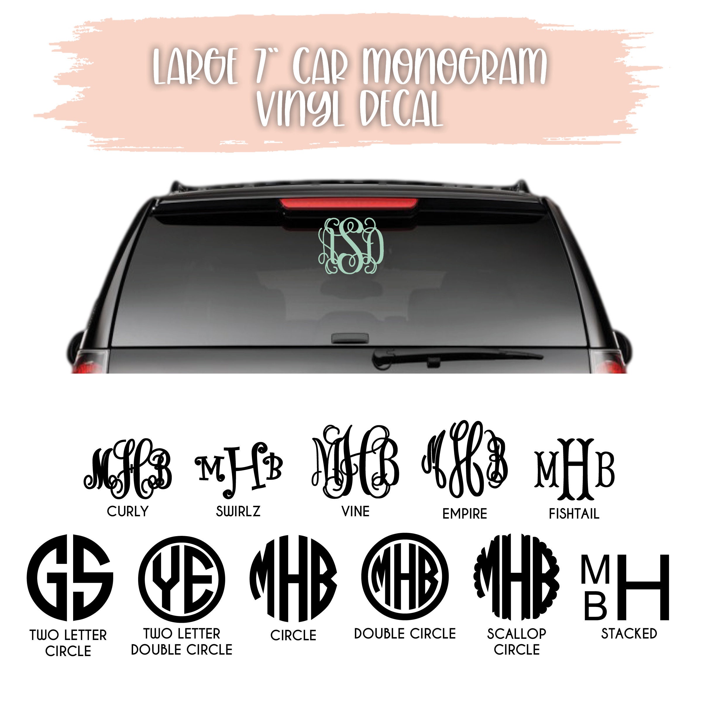  Monogram Font M Initial - Vinyl Decal Sticker - 7.25 x 3.75 -  Tie Dye : Automotive