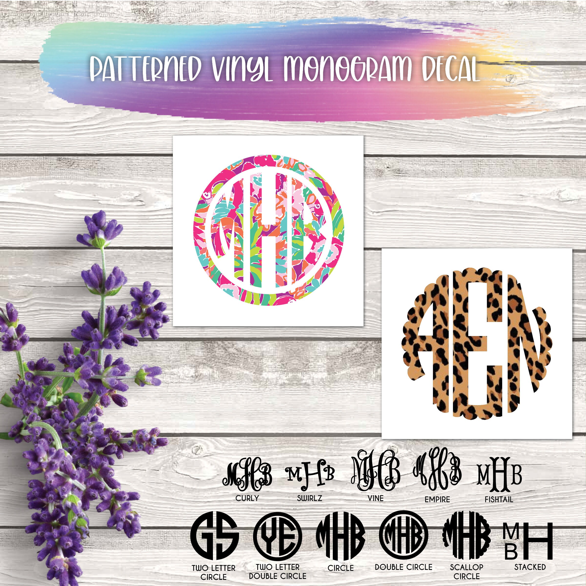 Pattern Vinyl Monogram Decal | iPhone | Laptop | Car | Tumbler | Yeti…