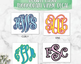 Double Layer Vinyl Monogram Decal Solid | Glitter | iPhone | Laptop | Car | Tumbler | Yeti | Cup | Leopard | cheetah | Mermaid | Stanley