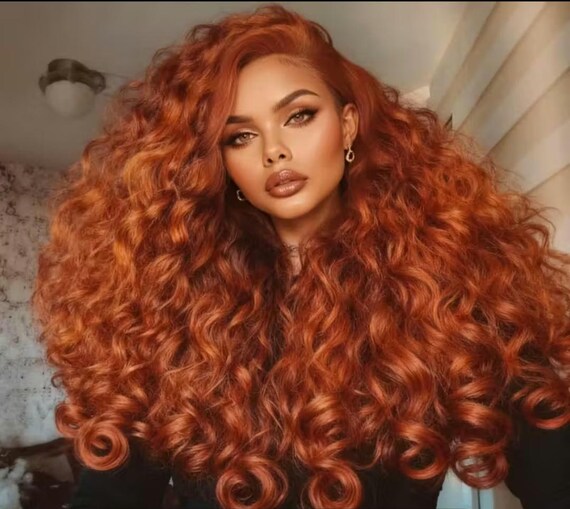 Copper Red Beauty Wavy Lace Front Wig Goddess Beauty Wig  display picture 1