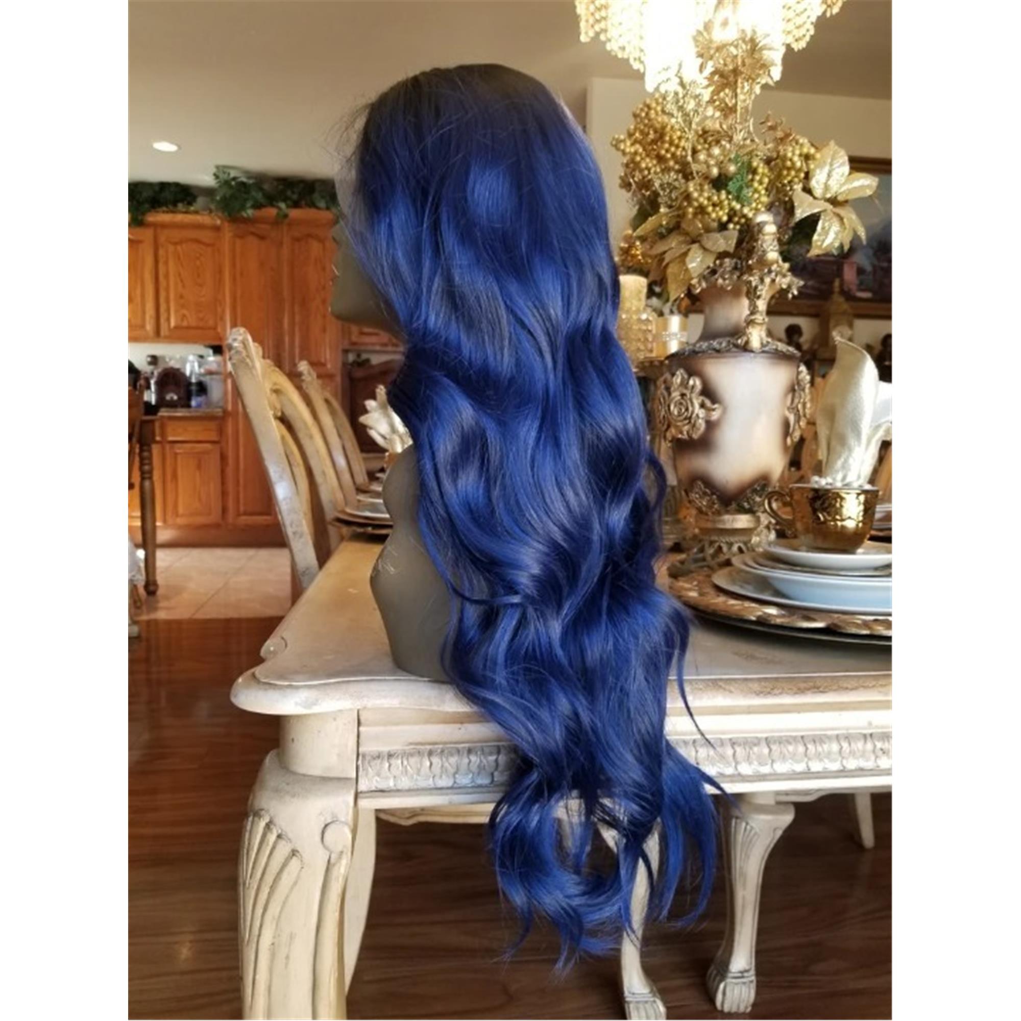 Ombre Dark Blue Lace Front Wig - Etsy