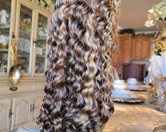 Ombre Brown Dark Blonde Deep Cury Wave Lace Front Wigs Human Hair Pre Plucked Glueless Natural Hairline Brazilian