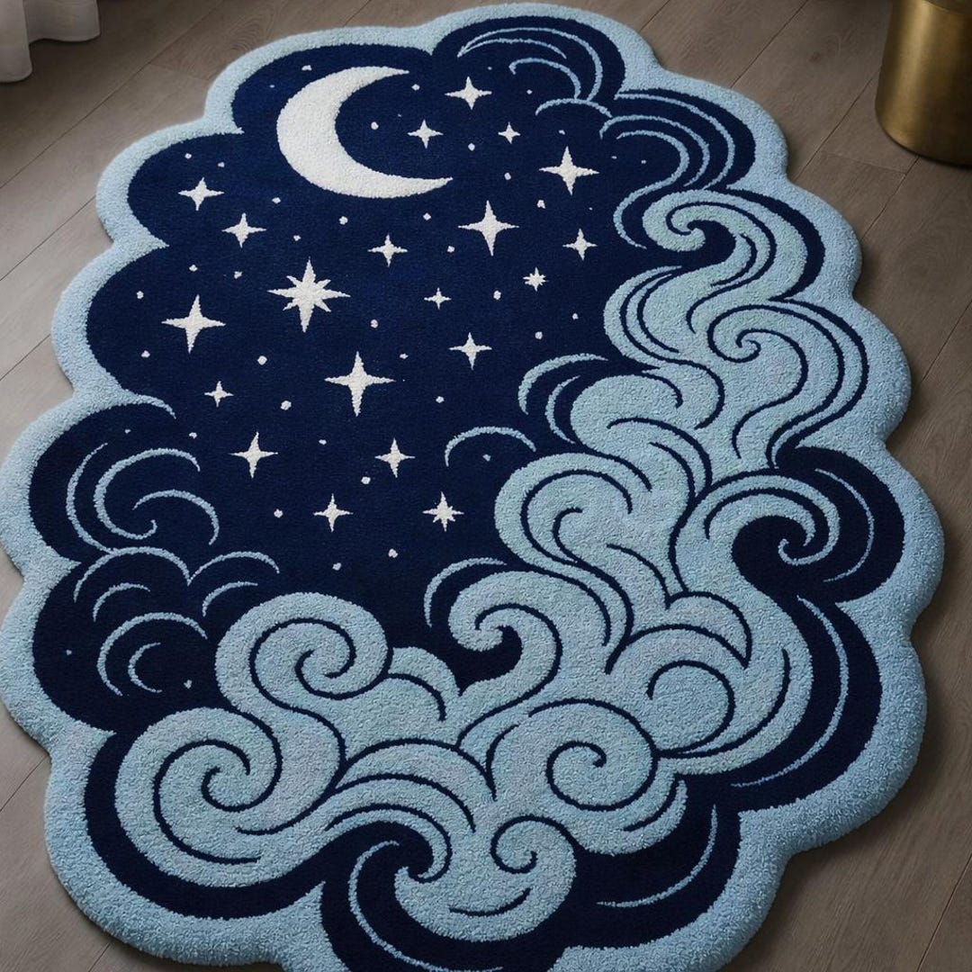 Abstract Moon Rugs Celestial Moon & Cloud Dream Rug - Etsy