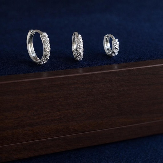925 Sterling Silver CZ Huggie Hoop Earrings – 6mm 8mm 10mm Hoops – Cartilage, Helix, Anti Tarnish