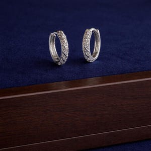 925 Sterling Silver CZ Huggie Hoop Earrings – 6mm 8mm 10mm Hoops – Cartilage, Helix, Anti Tarnish image 4