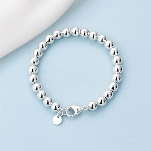 925 Sterling Silver Ball Bead Bracelet , Silver Round Bead Bracelet , 8mm Silver Bead Bracelet, Gift For Her, Gift Bag