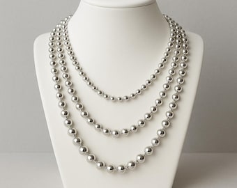 925 Sterling Silver Ball Bead Chain Necklace | 4mm, 6mm, 8mm, 10mm Bead Size | High Quality Hypoallergenic | Tarnish-Resistant | Gift Bag