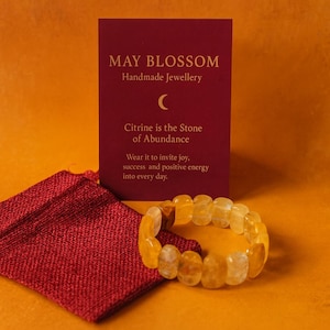 Genuine Citrine Bracelet | Stone of Abundance | Invite Joy Success And Positive Energy | 10mm x 20mm | Citrine Gift For Her | Gift Bag